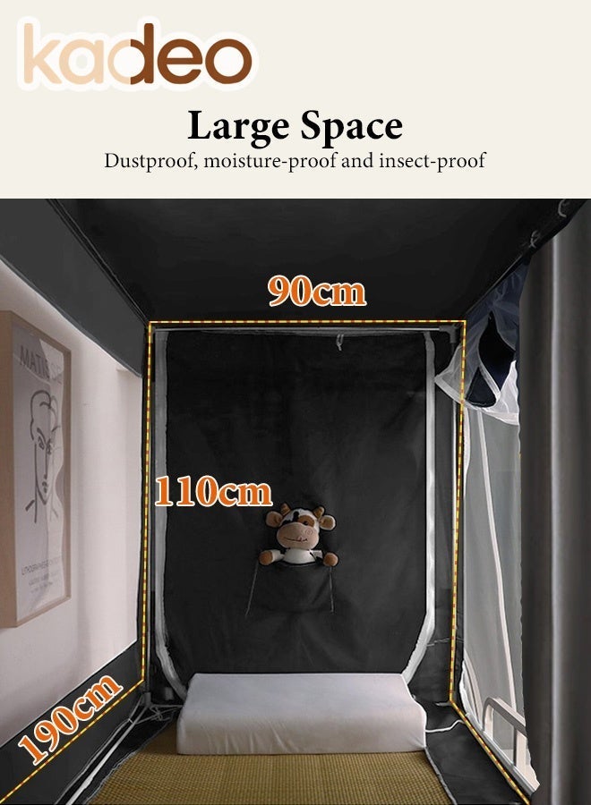 kadeo Dorm Bunk Bed Curtains, Breathable Single Sleeper Bed Canopy Tents, Blackout Bed Tent Curtain with Mosquito Net and Bracket, Unisex Student Sleep Privacy Protection190*90*110CM - Image 5